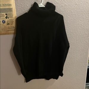 High low Black Turtleneck Sweater for women